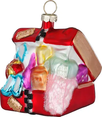 Produktbild von Christbaumschmuck Reisekoffer Figur 6cm Glas Rot