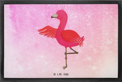 Produktbild von Mr. & Mrs. Panda Schmutzfangmatte Flamingo Yoga 60 x 90 cm - Aquarell Pink - Geschenk, Achtsamkeit, fußmatte, Schmutzmatte, Fussmatte, Baum, Rosa, Schuhabstreifer, Yogi