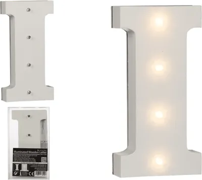 Obrázek produktu pro OOTB Svítící dřevěné písmeno I se 4 LED diodami