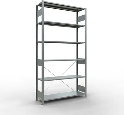 Produktbild von Schulte Fachbodenregal MULTIplus150 Stecksystem | Grundregal | HxBxT 250x130x40cm | 6 Ebenen | Fachlast 150kg | Verzinkt