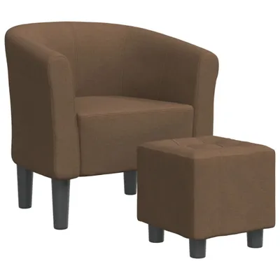 Image de vidaXL Fauteuil club avec repose-pieds Marron Tissu