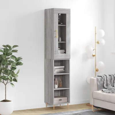 Produktbild von vidaXL Highboard Grau Sonoma 34,5x34x180 cm Holzwerkstoff