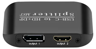 Imagen del producto de Divisor HDMI compatible, 1 entrada y 2 salidas, con conexión USB-C a HDMI+DP. Adaptador de video de alta calidad que admite 4K a 60Hz, MST y SST, con soporte para 3D y HDR. Divisor USB-C