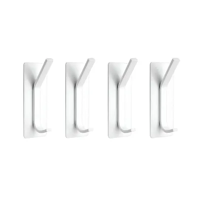 Produktbild von TOJ Living Wandhaken Weiß 4er Set – selbstklebende Edelstahl Haken – ohne Bohren – Klebehaken für Bad, Küche, Flur & Schlafzimmer