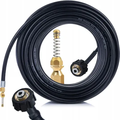 Immagine prodotto di Rosfix Tubo Flessibile per la Pulizia degli Scarichi 10 m – M22x1,5, Ugello Spruzzatore in Ottone, 200 bar, 60 °C