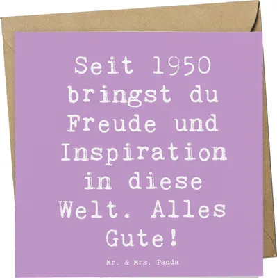 Produktbild von Mr. & Mrs. Panda Grußkarte Spruch 1950 Geburtstag - Lavendeltraum - Geschenk, Geburtstagsgeschenk, anlasskarte, Inspiration, doppelkarte, glückliche Jahre, Meilenstein