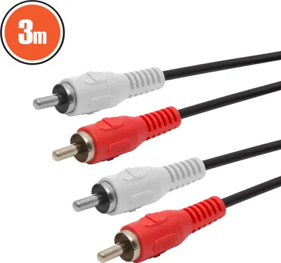 Produktbild von 3 Meter RCA-Kabel - Doppel-RCA-Stecker auf RCA-Stecker - rot/weiß - hochwertiges Multimedia- und TV-Audiokabel 2 Stück [20127]