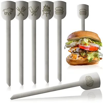 6 RVS Burger-Spieße, Edelstahl, 19 cm, silber