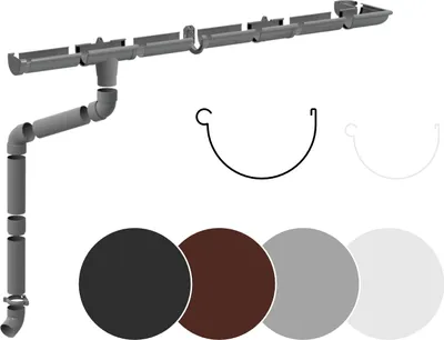 Produktbild von RAINWAY L Regenrinnen Komplettset (1 Dachseite) - PVC-U Kunststoff in 4 Farben, für Dachflächen > 100m² empfohlen (Set für min. 8 Meter, grau) Regenrinne Erweiterung
