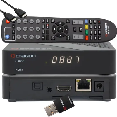 Produktbild von OCTAGON SX887 HD H.265 IP HEVC Smart IPTV Box + 300 Mbits WiFi Stick