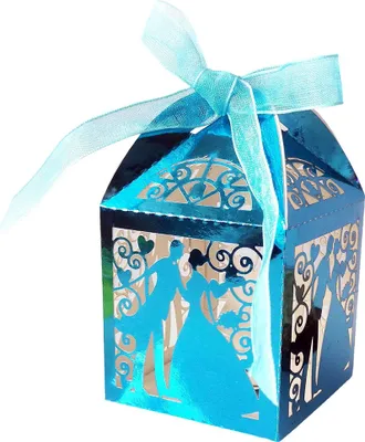 Produktbild von 50 Pack Laser Cut Sweet Couple Wedding Favor Boxen, Party Favor Box, Kleine Geschenk-Boxen, Valentinstag Süßigkeiten-Boxen Mit Bändern