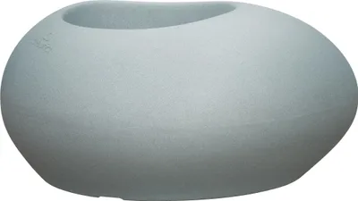 Produktbild von Scheurich Flow 48, Pflanzgefäß/Blumentopf/Pflanzkübel, kieselförmig,  aus Kunststoff Farbe: Stony Grey, 48 cm Breite, 37,3 cm Tiefe, 22,8 cm hoch, 6 l Vol.