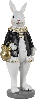 Image de Clayre & Eef 6PR3577 Lapin Décoratif Noir et Blanc 5x5x15 cm
