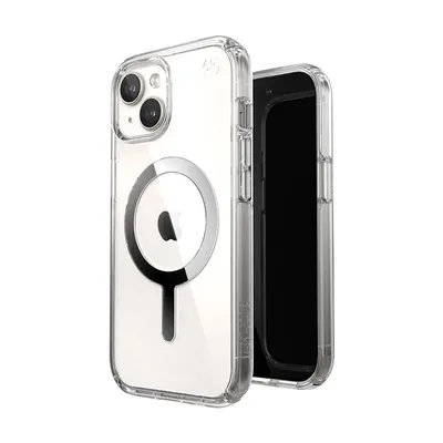 Immagine prodotto di Speck Presidio Perfect-Clear MagSafe Apple iPhone 15 (Trasparente/Finitura cromata/Argento sierico)