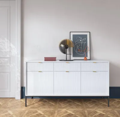 Obrázek produktu pro Široká kombinovaná komoda MISHEEL - bílá / černá