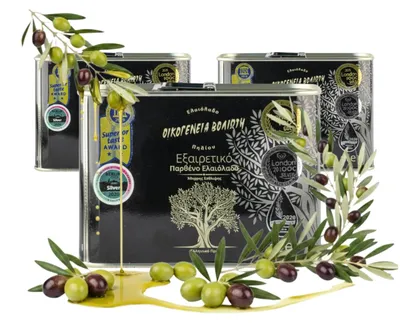 Zdjęcie produktu dla Oliwa z oliwek 3x1 L - Niefiltrowana - Owocowy smak - Tłoczona na zimno - EV BLACK - Extra Virgin - Złoty kolor - Oliwki Pelion Amfissa