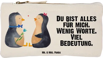 Produktbild von Mr. & Mrs. Panda Pouch Pinguin Pärchen Größe S Klein - Weiß - Geschenk, Federtasche, Schminktasche, Waschbeutel, Hochzeit, Schlampermäppchen, Hochzeitstag, Große Liebe