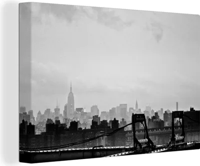 Produktbild von OneMillionCanvasses® - Leinwandbilder - 150x100 cm, New Yorker Skyline in schwarz-weiß, Wandbilder Kunstdruck Wanddekoration