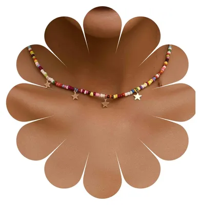 Produktbild von Yheakne Boho Bunte Saatgut Perlen Halskette Halskette Kurz Regenbogen Perlen Hal