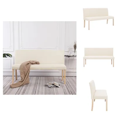 Imagen del producto de vidaXL Banco para asiento de 139,5 cm, color crema, de poliéster - Bancos para recibidores y pasillos