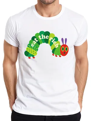 Produktbild von Eat The Rich Raupe Hungrig Nimmersatt Parodie Statement Sarkasmus Herren T-Shirt, Weiß, L