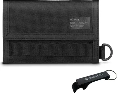 Produktbild von Zagatto Schwarzes Portemonnaie mit Kettenhalter ZG755 Geldbörse mit Münzfach Brieftasche Modern