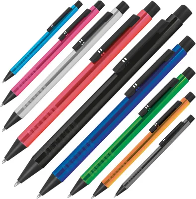 Produktbild von 9 Kugelschreiber aus Metall / 9 verschiedene Farben