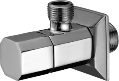 Produktbild von Design Messing Eckventil Chrom 1/2 x 3/8 Zoll inkl. Eckige Rosette | Eckregulierventil | Ventil Bad Küche |  Regulierventil