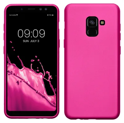 Produktbild von kwmobile Handyhülle für Samsung Galaxy A8 (2018) Hülle - Silikon Case metallisch schimmernd - Schutzhülle Cover - Metallic Pink
