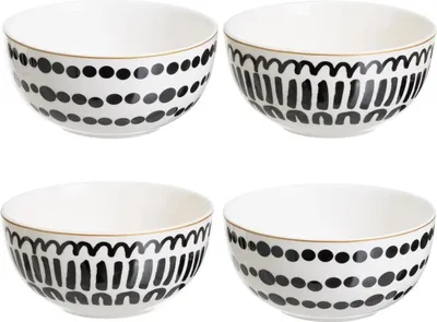 Produktbild von HowHomely | Schüsseln - 4er Set Keramikschalen - 4 x 700 ml - weiß schwarz - Schalen