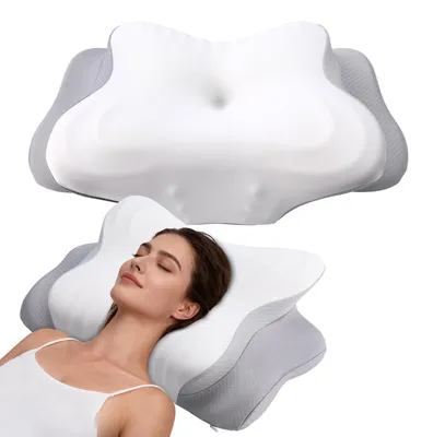 Zdjęcie produktu dla Ergonomiczna poduszka pod głowę wykonana z pianki termoelastycznej, zapewniająca wsparcie dla szyi