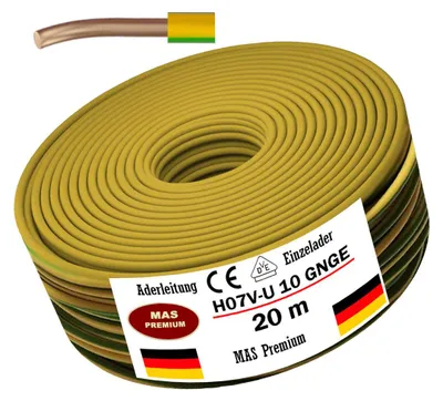 Produktbild von 20m Aderleitung Eindrähtig H07 V-U GNGE 1x10 mm² Grüngelb Einzelader
