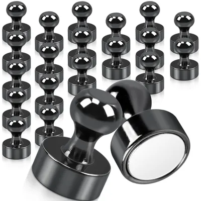 Produktbild von 20 starke schwarze Neodym-Minimagnete (12 x 16 mm) für Magnettafeln, Kühlschränke, Pinnwände, Kegelmagnete, Whiteboards, Bürobedarf