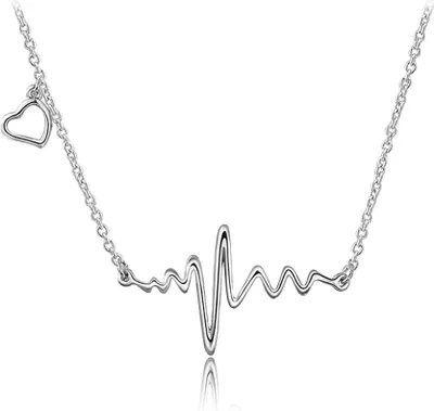 Produktbild von Damen Halskette mit Puls Anhänger, Herzschlag, Sound Wave, Autiga®