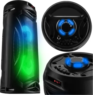 Obrázok produktu pre Prenosný, bezdrôtový Bluetooth reproduktor typu BOOMBOX s LED osvetlením, kapacita 100 MP3 súborov
