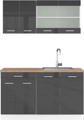 Produktbild von Küchenzeile Vicco R-Line Anthrazit Hochglanz 140 cm , AP Eiche, Model 42138