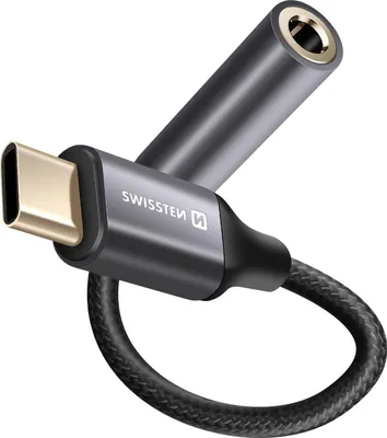 Produktbild von Swissten, USB-C-Jack 3.5mm Audioadapter f. Smartphones, Schwarz
