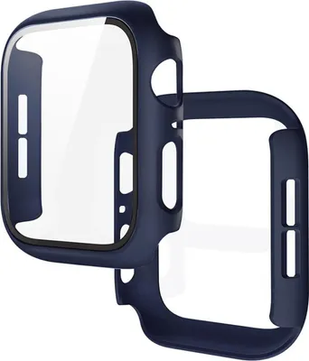 Produktbild von Schutzhülle mit Glas für Apple Watch SE 3 / SE 2 / SE / 6 / 5 / 4 (40 mm), Bizon Case+Glass Watch, mattes Dunkelblau