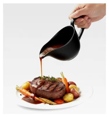 Produktbild von Porzellan-Sauciere mit Ausgießer, ergonomischem Griff und tropffreiem Design, ideal für Saucen, Soßen und Dressings, 300 ml, Schwarz