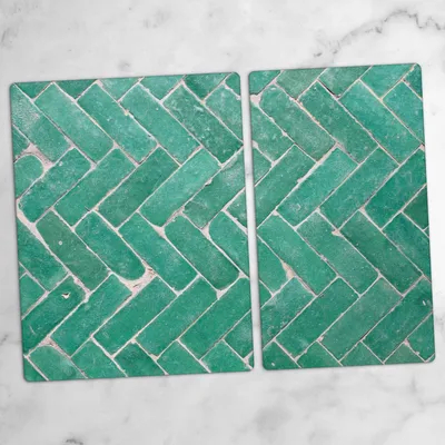 Produktbild von Glas-Herdabdeckplatten Glaskeramikkochfeld-Abdeckung Spritzschutz Schneidebrett Zweiteilige Glas 70x52 cm Mosaikfliesen
