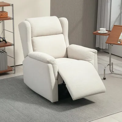 Produktbild von Relaxsessel mit Liegefunktion, Taschenfeder Polstersessel Fernsehsessel, Leinenoptik, Beige | 94x80x101 cm | 160° neigbar | werkzeugfreier Aufbau