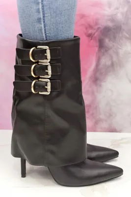 Obrázok produktu pre Dámske prekladané čierne čižmy KATTY