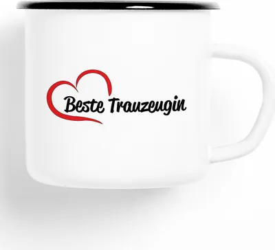 Produktbild von Huuraa Emaille Tasse Beste Trauzeugin Geschenk Kaffeebecher Vintage 300ml Beste Trauzeugin Präsent