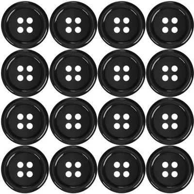 Produktbild von Schwarze Harsknöpfe, 4 Locher, 15 mm, für Nähen, Basteln, Scrapbooking und Dekorieren
