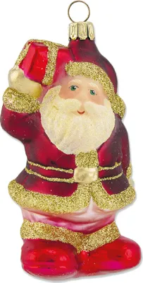 Produktbild von Thüringer Glasdesign Christbaumschmuck Weihnachtsmann 10 cm aus Glas - Rot/Gold | Nikolaus Hängefigu