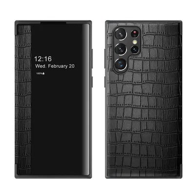 Produktbild von König Design Hülle kompatibel mit Samsung Galaxy S23 Ultra Kunstleder Handyhülle - Handy Case Schwarz