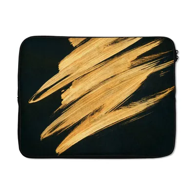 Produktbild von MuchoWow® Laptop Hülle 15 Zoll Gold - Farbe - Streifen - Luxus - Abstrakt Laptoptasche - Laptoptasche - Sleeve - Rundum-Schutz