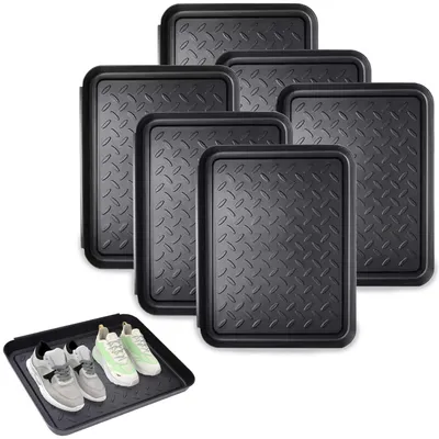 Schuh-Abtropfmatte, 6er-Set, Kunststoff, 36x28x2,5 cm, schwarz