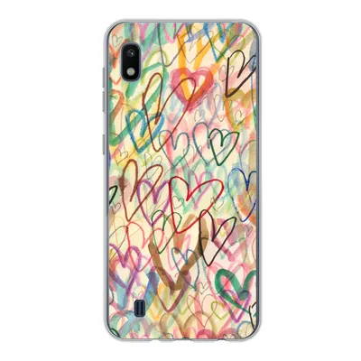 Produktbild von MuchoWow® Handyhülle Schutzhülle Hülle für Samsung Galaxy A10 Eine Illustration mit Herzen im Hintergrund Silikon Softcase Handy Hülle - Schutzhülle
