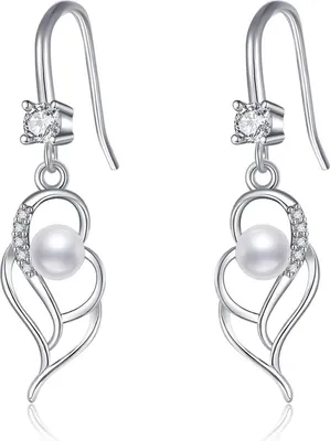 Image de Perles créoles 925 argent sterling boucles d'oreilles pour femmes hypoallergéniques